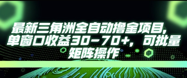 最新AI全自动游戏撸金项目，单窗口收益30-70+，可批量操作【揭秘】-聊项目