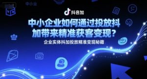中小企业如何通过投放抖加带来精准获客变现?企业实体抖加投放精准变现秘籍-聊项目