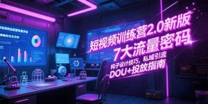 短视频训练营2.0新版，7大流量密码/钩子设计技巧/私域引流/DOU+投放指南-聊项目