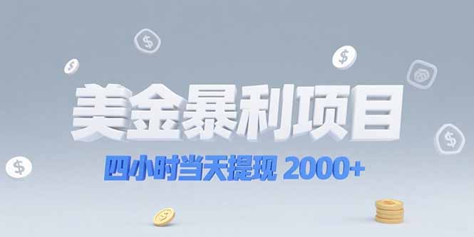 美金暴利项目，四小时当天提现 2000+机会留给会选赛道的人-聊项目