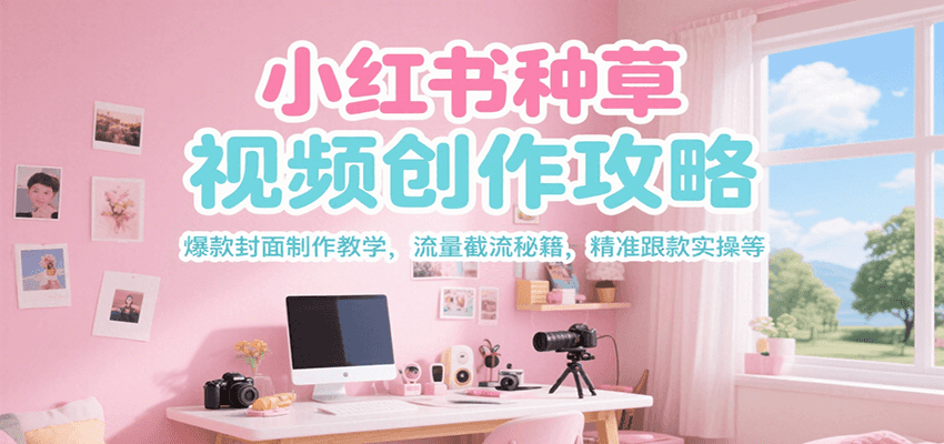 小红书种草视频创作攻略，爆款封面制作教学 ，流量截流秘籍 ，精准跟款实操等-聊项目