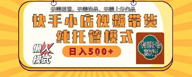 快手小店托管代运营，无需剪辑，无需选品，无需上传作品，全程无需操作，轻松月入5k+【揭秘】-聊项目