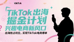 TikTok出海掘金计划，兴趣电商新风口，出海抢占坑位，实现TikTok电商爆单-聊项目