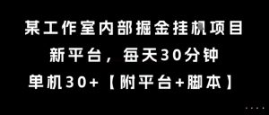 某工作室内部掘金挂G项目,新平台,每天30分钟,单机30+【揭秘】-聊项目