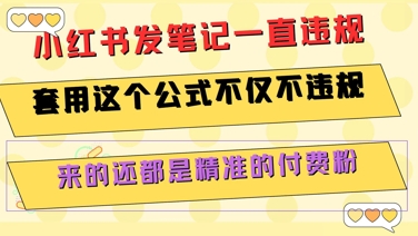 小红书发笔记一直违规，套用这个公式不仅不违规，来的还都是精准的付费粉-聊项目