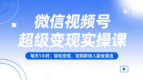 微信视频号超级变现实操课，每天1小时，轻松变现，宝妈职场人副业首选-聊项目