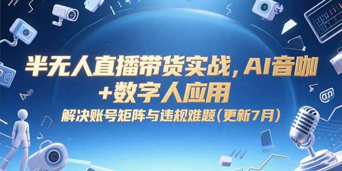 半无人直播带货实战，AI音咖+数字人应用 解决账号矩阵与违规难题(更新7月-聊项目