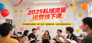 2025私域流量运营线下课，系统讲解私域基建/客户分层/朋友圈文案/公域引流等实操方法-聊项目