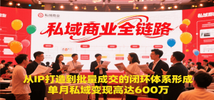 私域商业全链路，从IP打造到批量成交的闭环体系形成，单月私域变现600万-聊项目