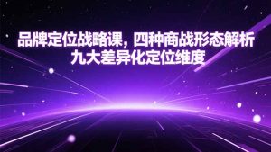 品牌定位战略课，四种商战形态解析，九大差异化定位维度-聊项目