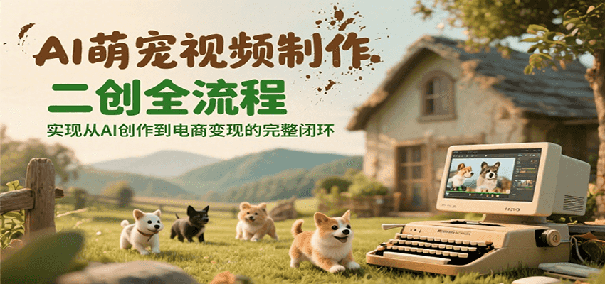 AI萌宠视频制作二创全流程，实现从AI创作到电商变现的完整闭环-聊项目