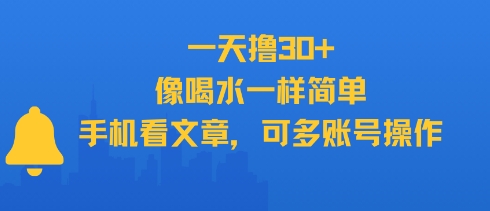一天撸30+，像喝水一样简单，手机看文章，可多账号操作-聊项目