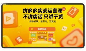 拼多多实战运营课,不讲废话只讲干货,简单粗暴,能落地,可复制-聊项目