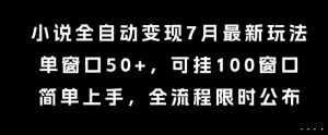 小说全自动变现7月玩法,单窗口50+,可挂100窗口,简单上手,全流程限时公布【揭秘】-聊项目