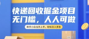 快递回收掘金项目，无门槛，人人可做，新手小白当天上手，轻松日入多张【揭秘】-聊项目