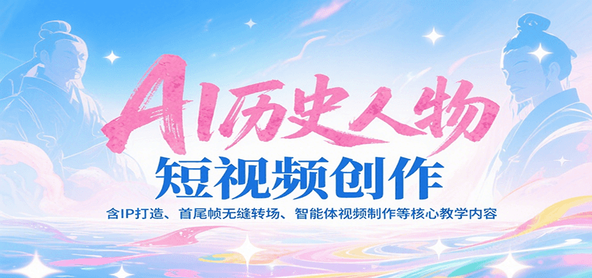 AI历史人物短视频创作，含IP打造、首尾帧无缝转场、智能体视频制作等核心教学内容-聊项目