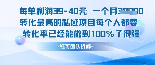 每单利润40一个月7k+转化最高的私域项目，每个人都要的产品转化率已经能做到100%-聊项目