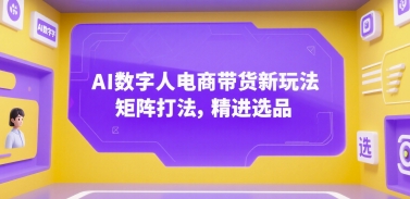 AI数字人电商带货新玩法，矩阵打法，精进选品-聊项目