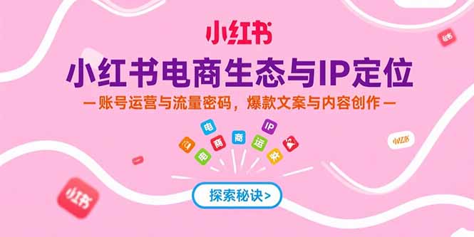 小红书电商生态与IP定位，账号运营与流量密码，爆款文案与内容创作-聊项目