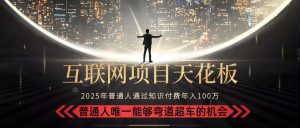 2025“互联网项目天花板”：不做韭菜，做镰刀！“月入 10W+ 普通人弯道…-聊项目