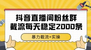 抖音直播间粉丝群截流,稳定采集数据全行业通用 2000条数据一天【揭秘】-聊项目
