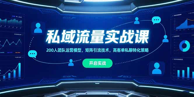 私域流量实战课，200人团队运营模型，矩阵引流技术，高客单私聊转化策略-聊项目