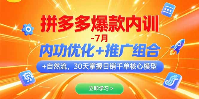 拼多多爆款内训-7月 内功优化+推广组合+自然流 30天掌握日销千单核心模型-聊项目