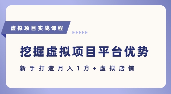 抓住虚拟项目各平台优势，新手轻松月入1W+(给出具体建议)-聊项目