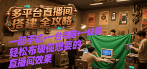 多平台直播间搭建全攻略,一部手机+一台电脑+一块绿布轻松实现你想要的直播间效果-聊项目