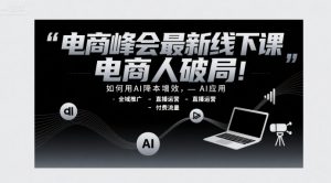 电商峰会最新线下课，电商人破局，如何用AI降本增效，AI应用-全域推广-直播运营-付费流量-聊项目