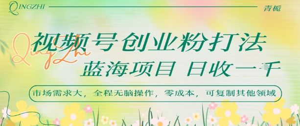 视频号创业粉打法，日入1k，蓝海项目，市场需求大，全程无脑操作，可复制-聊项目