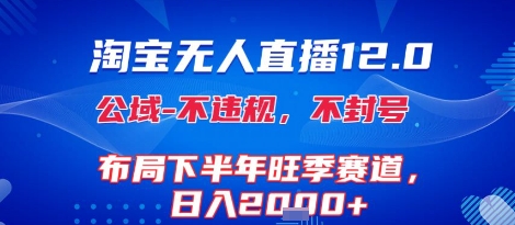 淘宝无人直播12.0，不封号，不违规，布局下半年旺季赛道，日入1k+(独家技术)【揭秘】-聊项目