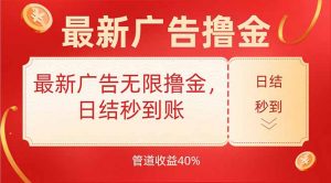 最新广告无限撸金，日结秒到，管道40%-聊项目