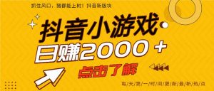抖音小游戏,一部手机日入300+,2025风口项目-聊项目