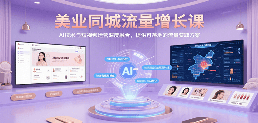 美业同城流量增长课，AI技术与短视频运营深度融合，提供可落地的流量获取方案-聊项目