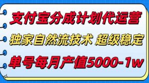 支付宝分成计划代运营,独家自然流技术,收益稳定,单号月产5000+-聊项目