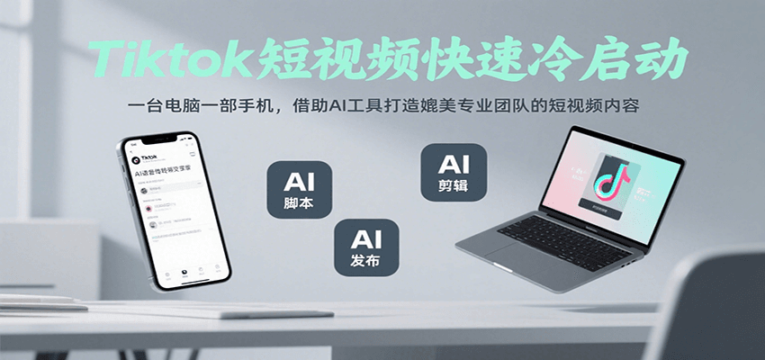 Tiktok短视频快速冷启动，一台电脑一部手机，借助AI工具打造媲美专业团队的短视频内容-聊项目