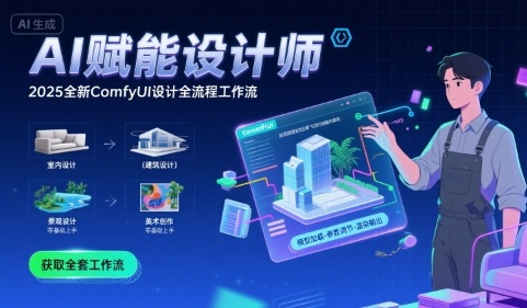 AI赋能设计师， 2025全新comfyui设计全流程工作流 ，室内-建筑-景观-美术，零基础直接上手-聊项目