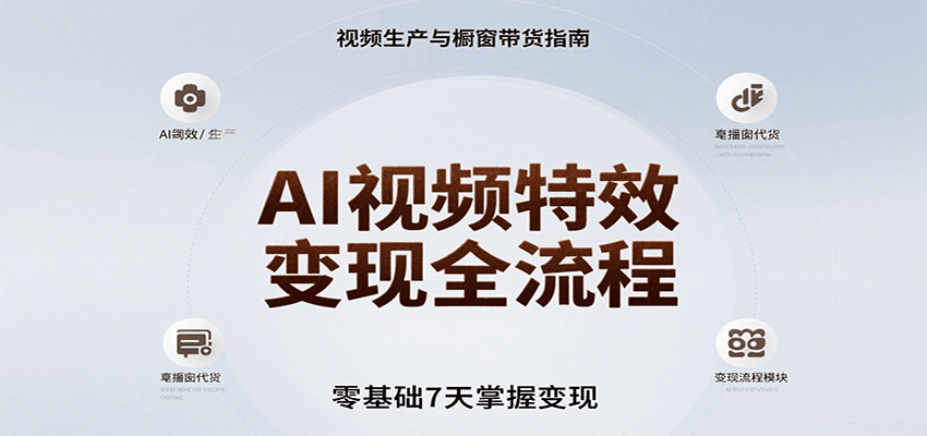 AI视频特效变现全流程，零基础7天掌握视频生产到橱窗带货变现-聊项目
