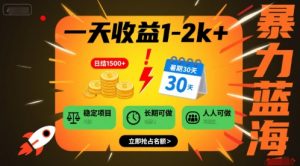 一天收益1-2k+ 稳定项目,暑期暴力蓝海项目,长期稳定,人人可做【揭秘】-聊项目