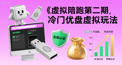 虚拟陪跑第二期，冷门优盘虚拟玩法，不违规，利润可观-聊项目