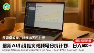 最新AI小说推文视频号分成计划,新手小白也能当天日入500+教程-聊项目