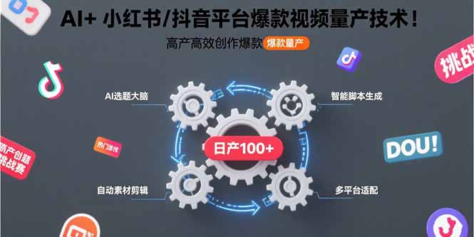 AI+小红书/抖音平台爆款视频量产技术：高产高效创作爆款视频！-聊项目