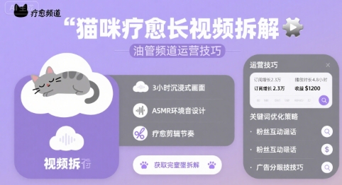 猫咪疗愈长视频拆解 &油管频道运营技巧-聊项目