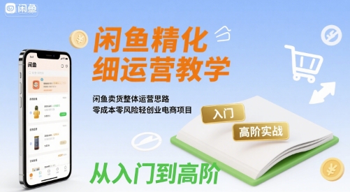 闲鱼精细化运营入门+高阶实战教学，闲鱼卖货整体运营思路，零成本零风险轻创业电商项目-聊项目
