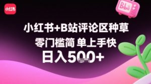 小红书+B站评论区种草,零门槛简单上手快 ,1分钟一单,只需复制粘贴评论就有钱-聊项目