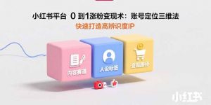 小红书平台0到1涨粉变现术:账号定位三维法,快速打造高辨识度IP-聊项目