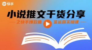 小说推文干货分享之快手爆款借鉴运营实操课-聊项目