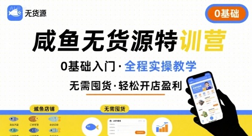 无货源特训营，0基础带你玩转咸鱼无货源-聊项目
