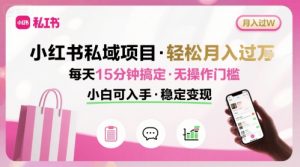 小红书私域项目 月入过W非常轻松 每天15分钟即可搞定,无任何操作门槛,小白可入手-聊项目